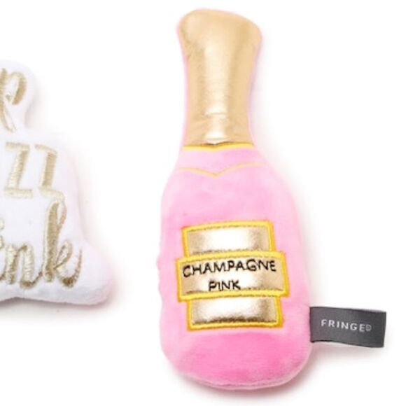 Fringe 3 Piece Mini Dog Toy Feeling Bubbly Plush Champagne Squeaker Crinkle New - Picture 10 of 10
